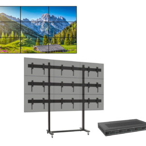 Solutie VideoWall cu baza mobila Vogel's 3x3, 9 x Display-uri SMART Signage LG 55VL5PJ - Bezel 3.5mm edge to edge