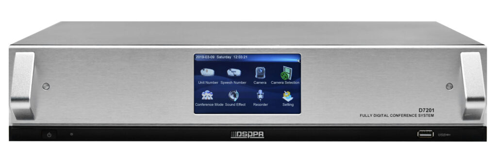 Controller Full Digital de Audioconferinta DSPPA D7201, cu ecran touch de 4.3″, max.4096 microfoane, protocol Dante