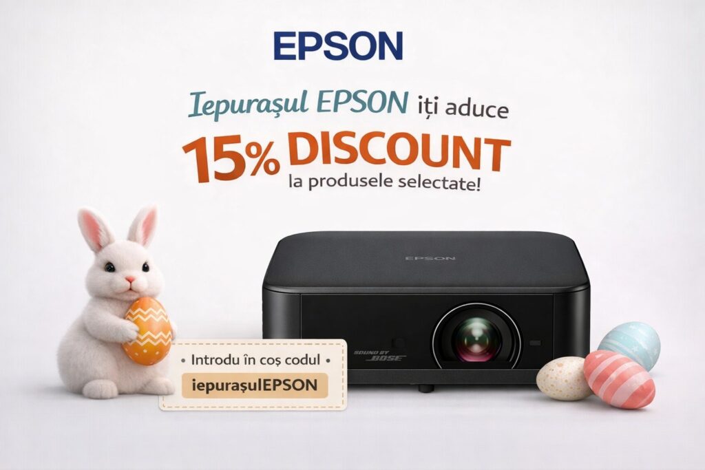 Videoproiector inteligent portabil Epson Lifestudio Pop EF-62B, 700 lumeni, 5.000.000:1, Sound by Bose, GoogleTV, negru