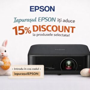 Videoproiector inteligent portabil Epson Lifestudio Pop EF-62B, 700 lumeni, 5.000.000:1, Sound by Bose, GoogleTV, negru