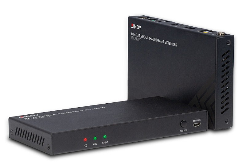 Extender HDBaseT Cat.6 HDMI 4K60, audio, IR și RS-232, 100 m, Lindy 38340