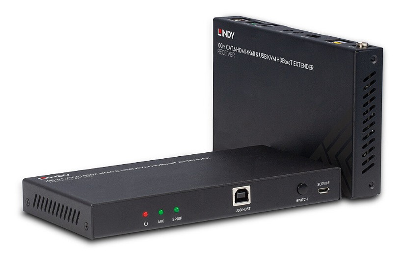 Extender KVM HDBaseT Cat.6 HDMI 4K60, audio, IR și RS-232, 100 m, Lindy 38343