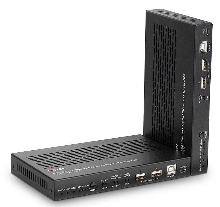 Extender KVM HDBaseT 3.0 Cat.6A HDMI 4K60, audio, IR și RS-232, 100 m, Lindy 38344