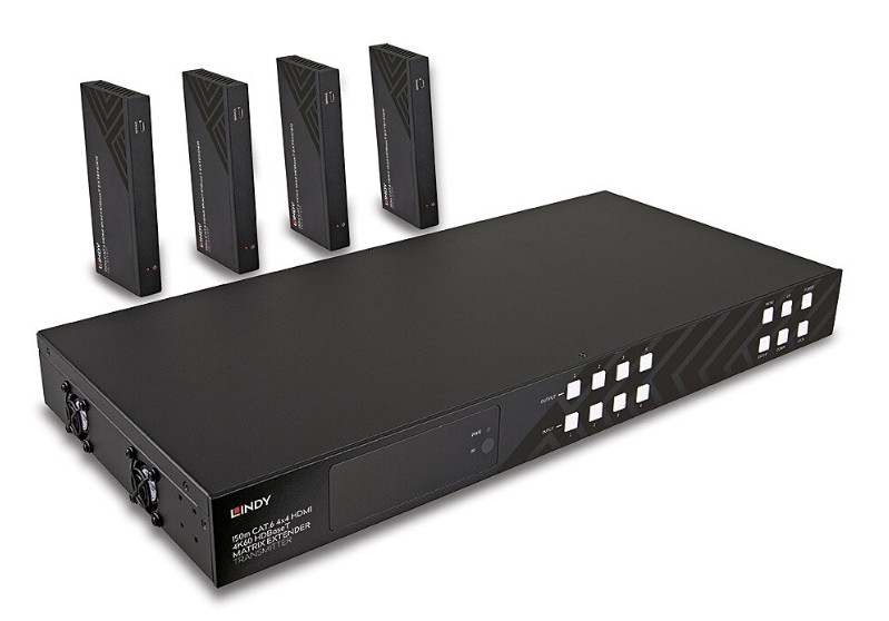 Extender matricial HDBaseT Cat.6 4×4 HDMI 4K60, 150 m, Lindy 38345