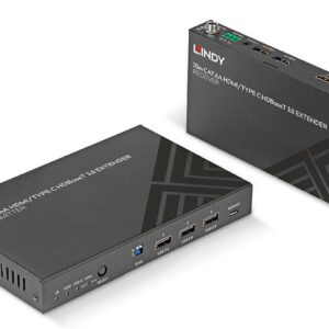 Extender KVM Cat.6A HDMI 4K60 și Type C HDBaseT 3.0, 70 m, Lindy 38346
