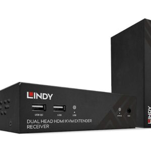 Extender KVM HDBaseT Cat.6 cu două capete HDMI, USB, IR și RS-232, 100 m, Lindy 39374