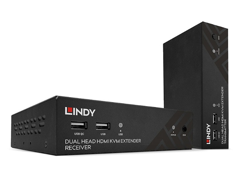 Extender KVM HDBaseT Cat.6 cu două capete HDMI, USB, IR și RS-232, 100 m, Lindy 39374