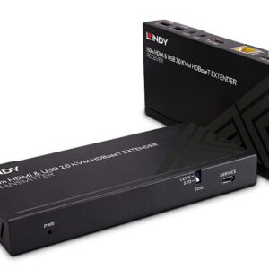 Extender KVM HDBaseT Cat.6 HDMI 4K60, USB 2.0 și IR, 150 m, Lindy 39384