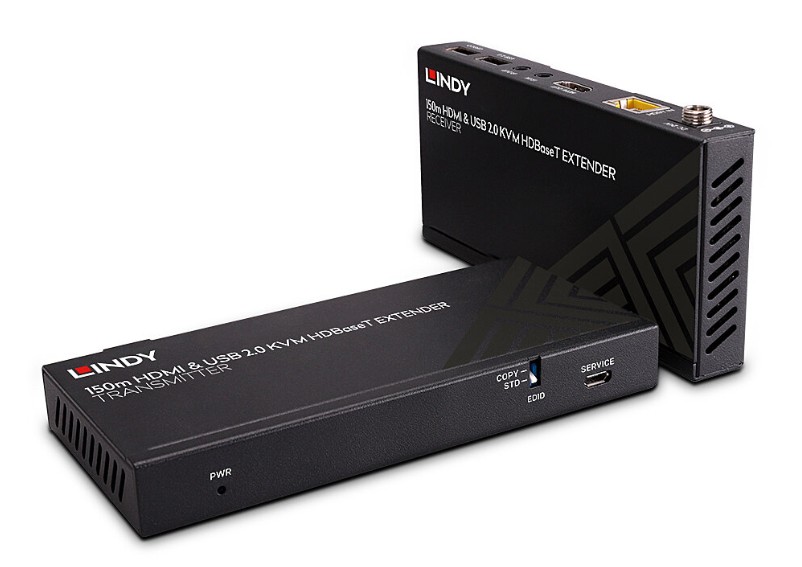 Extender KVM HDBaseT Cat.6 HDMI 4K60, USB 2.0 și IR, 150 m, Lindy 39384