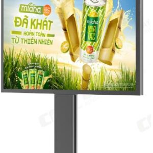 Panou publicitar LED exterior 2 fețe – ecran LED + poster, 5000 cd/m², contrast 5000:1, pixel pitch 5.0 mm,vizibil 6x3 m