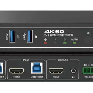 Switcher KVM 2x1, HDMI 4K@60, 18Gbps, HDCP2.3, HDR/HDR10/HDR10+/Dolby Vision, cu RS232 si telecomanda