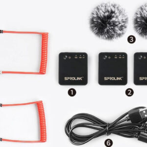 SPROLINK M2-Set Microfoane Wireless,2 Transmitatoare+1 Receptor, pt.productie audio & video Live, audio-video conferinta