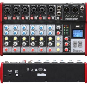 Mixer analogic 8 canale Novox M8 Mk2 BT, Player MP3 /USB /Bluetooth, (6 mono mic / line + 1 stereo)