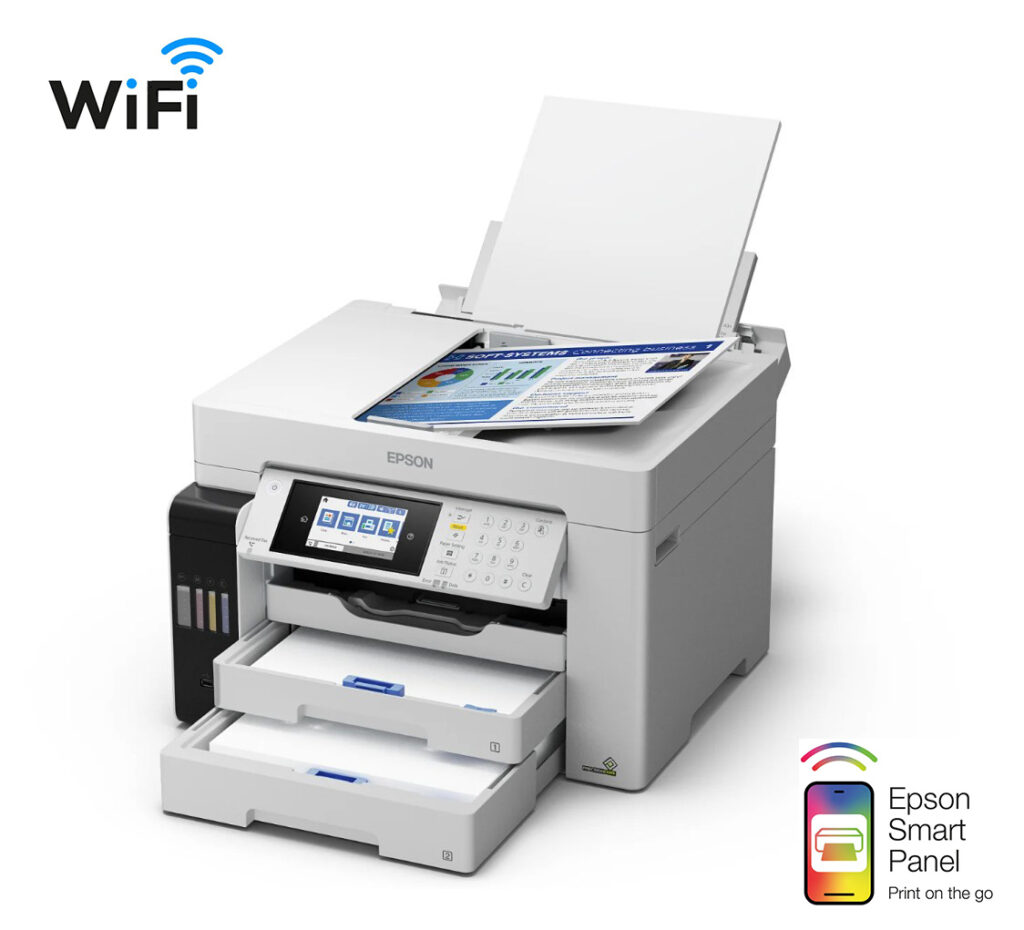 Multifunctionala jet de cerneala rapid Epson EcoTank Pro L15180, A3+, 25ppm, WiFi, Retea, Fax