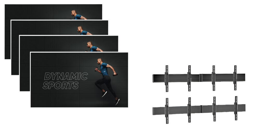 Solutie VideoWall cu fixare pe perete Vogel’s 2×2, 4 Display-uri SMART Signage LG 55VL5PJ – Bezel 3.5mm edge to edge