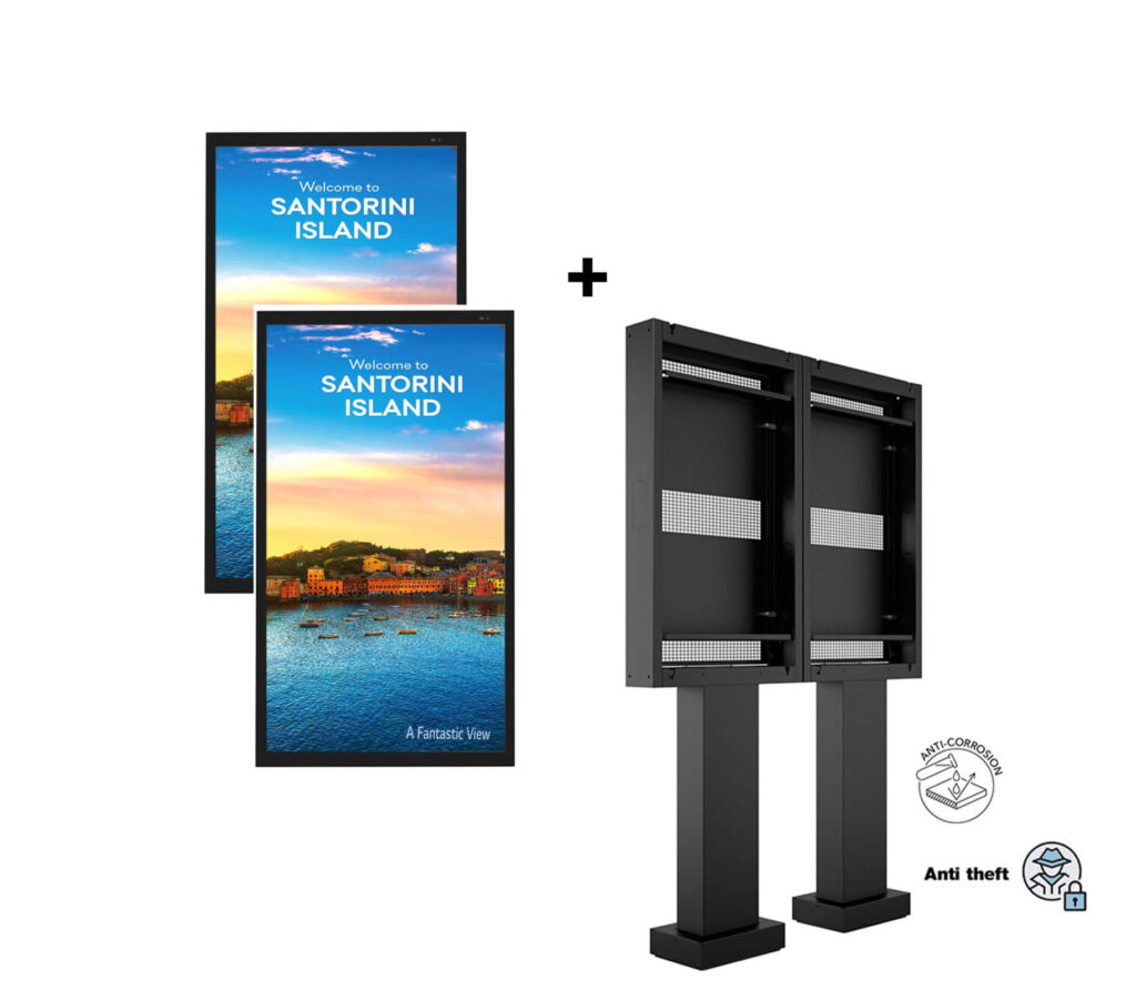Kiosk / Totem Outdoor back-to-back 55” – Multibrackets MB-6985 si Display DISPRO-E-LG-55XE4P-B, 55″,4000 nits