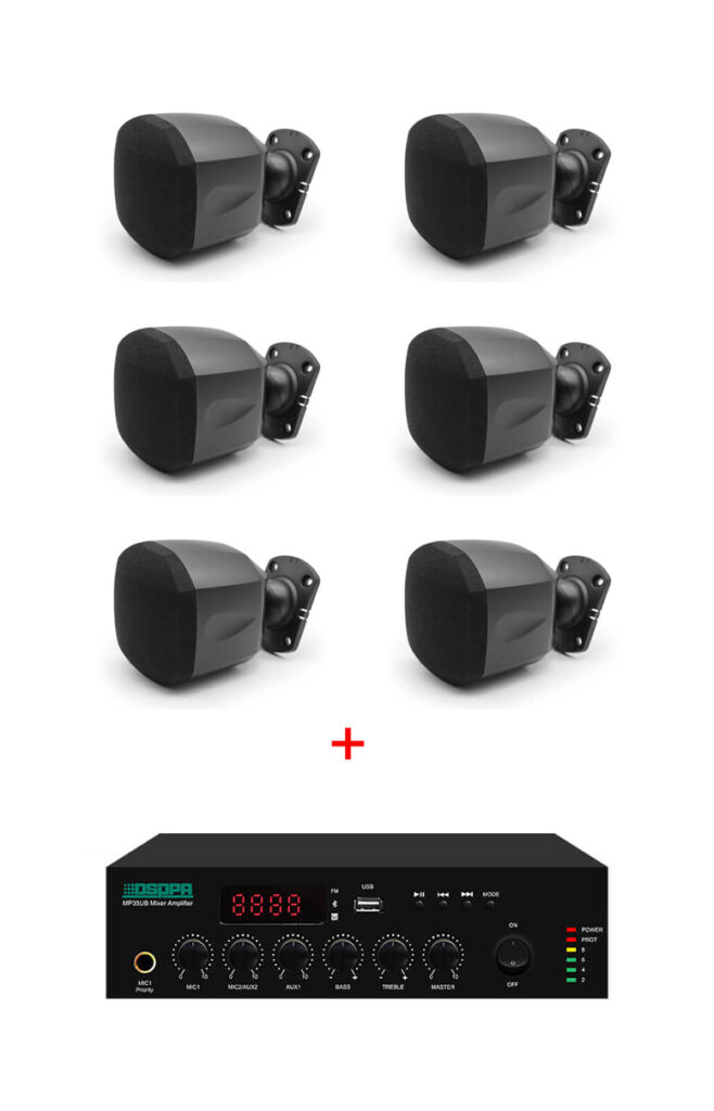 Pachet de sonorizare 60W cu amplificator MP60UB si boxe 6x10W DSPPA DSP119, 100V
