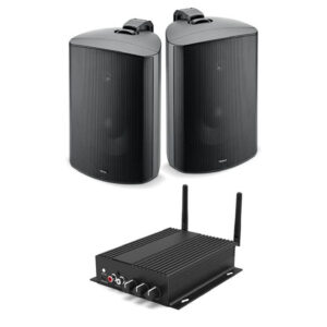 Pachet sonorizare premium de Terasa cu RAKOIT SA100 si 2 boxe FOCAL 100 OD6 Negre, WiFi Streaming, Bluetooth