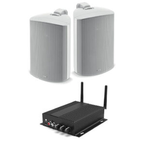 Pachet sonorizare premium de Terasa cu RAKOIT SA100 si 2 boxe FOCAL 100 OD8 Alb, WiFi Streaming, Bluetooth
