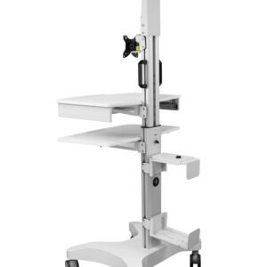 Coloana si baza pentru statie de lucru mobil premium Blackmount MED04-1, 17-32″, max.10kg, reglabil pe inaltime, alb
