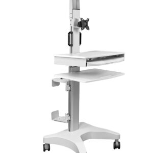 Statie de lucru mobil premium Blackmount MED04-1, 17-32″, max.10kg, reglabil pe inaltime, alb
