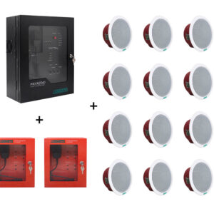 Sistem Sonorizare de Evacuare EN54 cu 2 zone 240W DSPPA PAVA 2240 + 2x microfon pompier + 12 x Boxe de tavan 10W