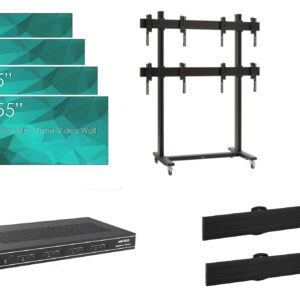 Solutie Videowall SWEDX 110'' format 2 x 2, 4K Matrix controller 2 x 2, bezel 3.5mm, stand mobil