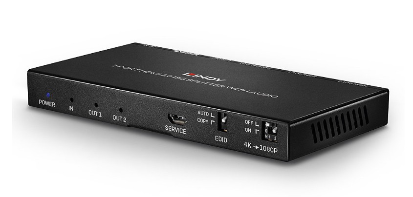 Splitter HDMI 18G cu 2 porturi, audio și reducere a scalarii, Lindy 38230