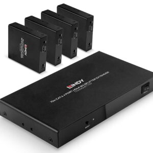 Extender Splitter Cat.6, 4 porturi HDMI 4K60 și IR, 70 m, Lindy 38262