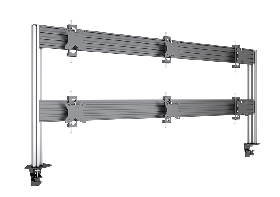 Suport pentru sase LCD Multibrackets MB-5551, montare pe masa cu clema, argintie
