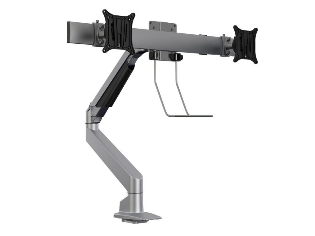Suport 2 monitoare Gas Lift Multibrackets MB-5938, 15″-28″, min.2×1-max.2×5 kg , argintiu