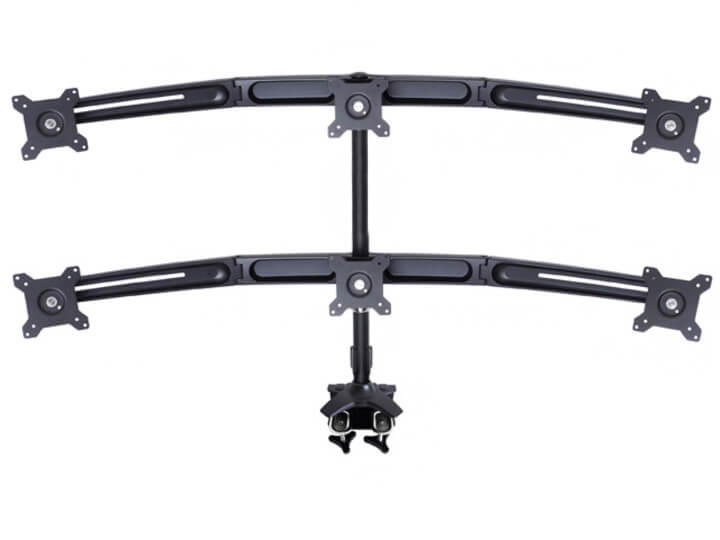 Suport pentru 6 monitoare /LCD birou Multibrackets,15″-24″, negru, cu clema prindere pe birou