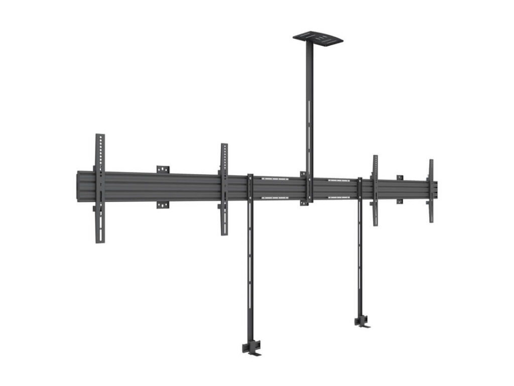 Suport dual display side by side, 32 – 75” cu polita pentru webcam si suport soundbar, Multibrackets MB-8915