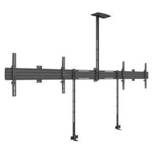 Suport dual display side by side, 32 – 75” cu polita pentru webcam si suport soundbar, Multibrackets MB-8915