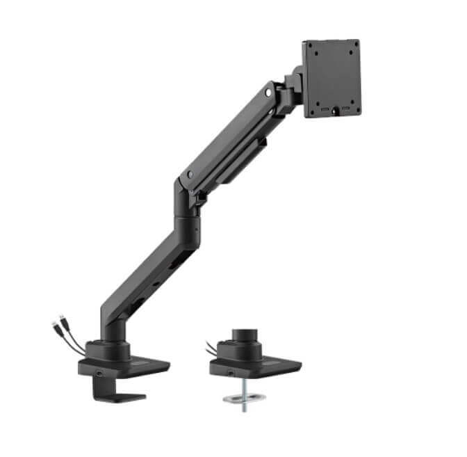 Suport monitor de masa Heavy-Duty cu port USB-A/USB-C, Blackmount MNT69USB, 17″-49″, max.20kg, negru