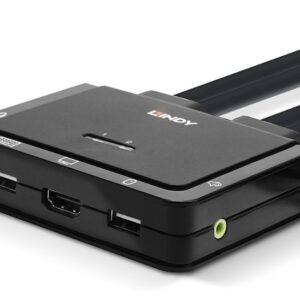 Switch KVM cu 2 porturi HDMI 4K60, USB tip C, USB 2.0 și cablu audio, Lindy 42347