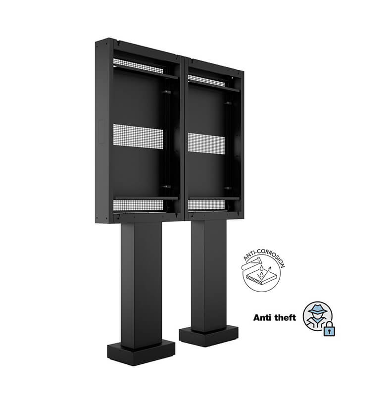 Totem Outdoor Pro Dual pentru LG 55XE4F-M, Multibrackets MB-6985, 55″, antifurt, negru