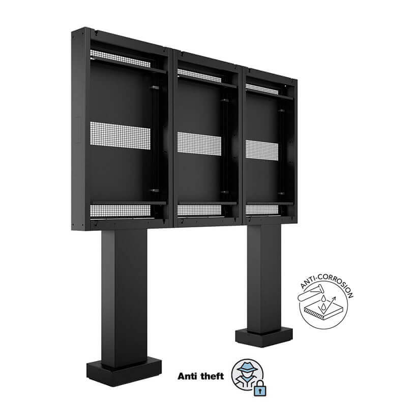Totem Outdoor Pro Triple pentru LG 55XE4F-M, Multibrackets MB-6992, 55″, antifurt, negru