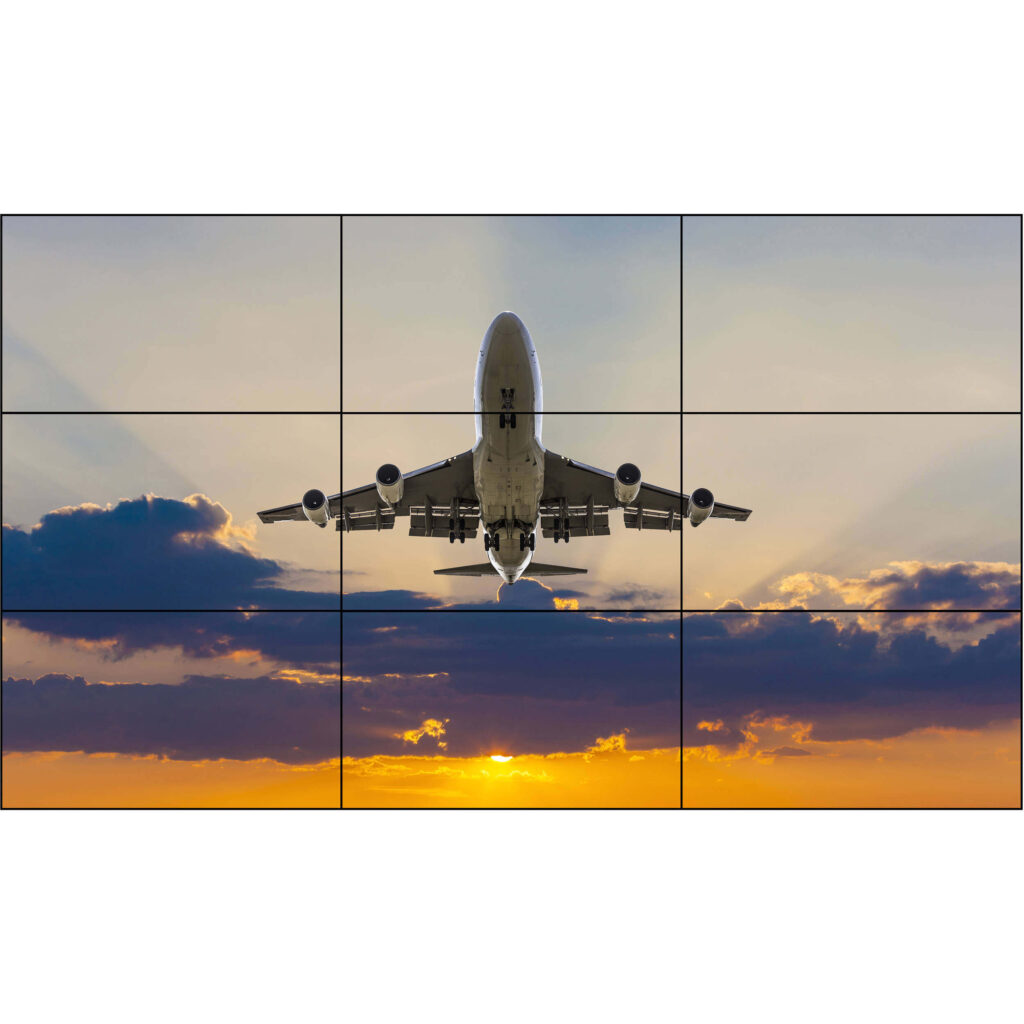 Solutie VideoWall cu fixare pe perete Vogel’s 3×3, 9 Display-uri SMART Signage LG 55VL5PJ – Bezel 3.5mm edge to edge