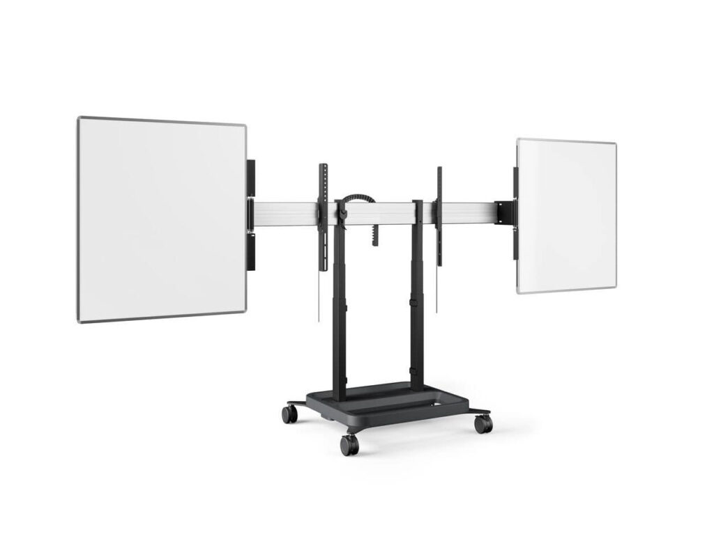 Solutie Classroom cu Whiteboarduri laterale pentru display 65″ si Stand motorizat mobil Vogel’s RISE5205