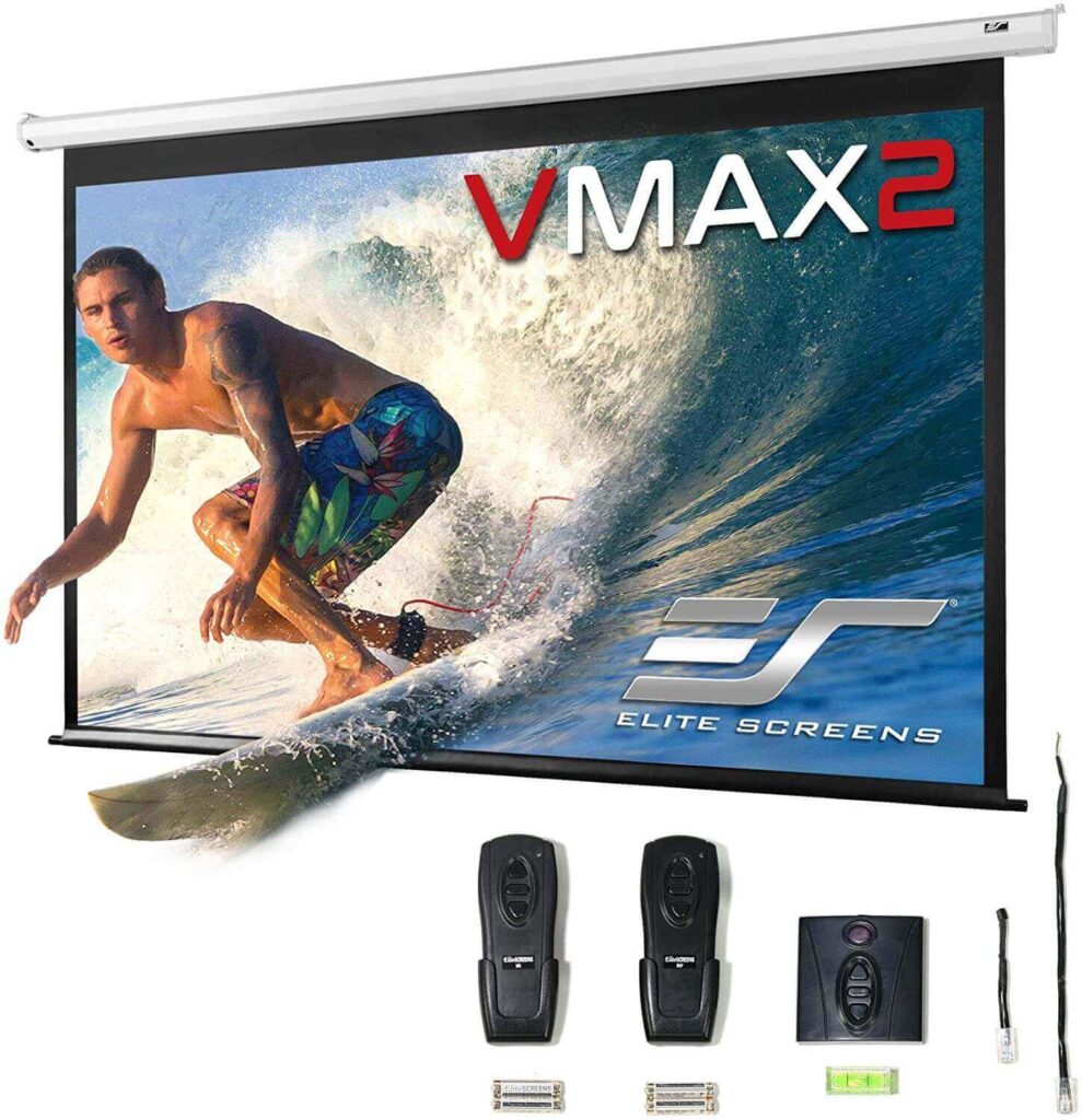 Ecran de proiectie electric, 299 x 168 cm,  EliteScreens VMAX135XWH2, 2 telecomenzi, format 16:9, trigger 12V