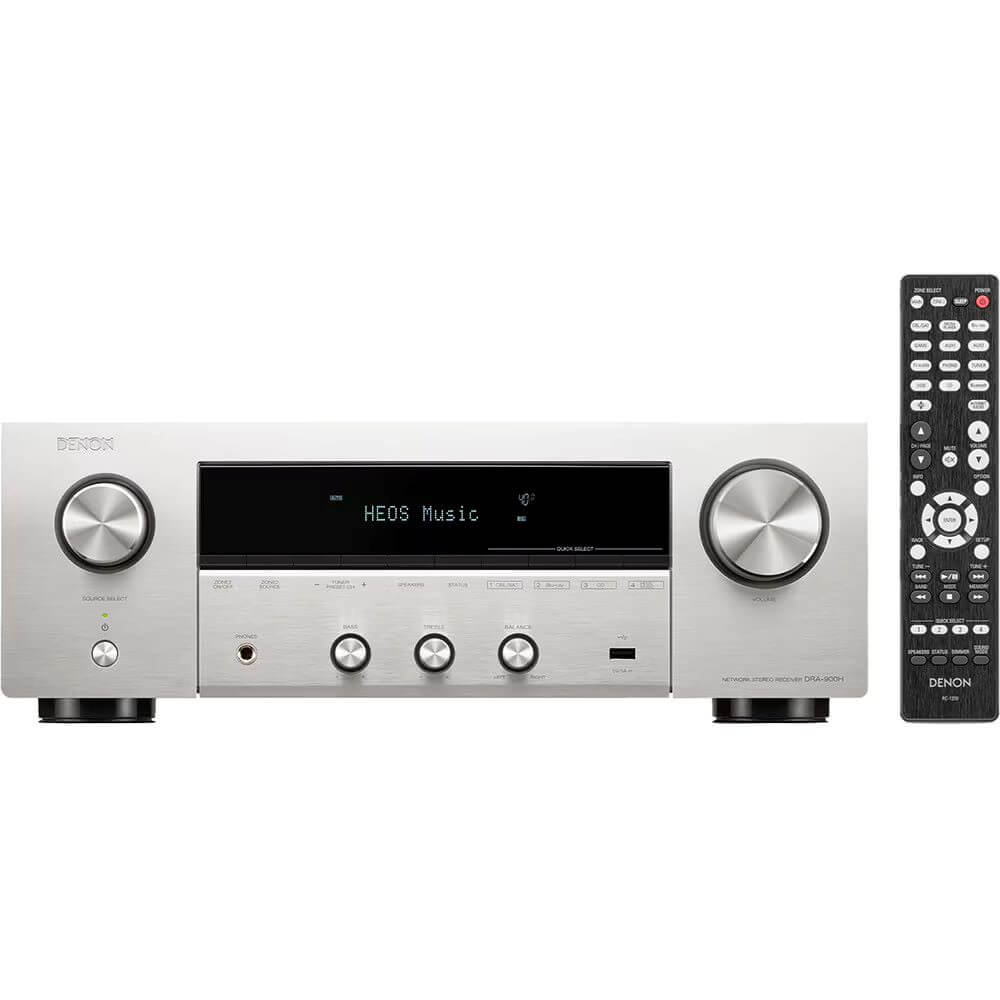 Receiver Stereo Denon DRA-900H, 2x145W, 8K, HDMI, HEOS, Wi-Fi, Bluetooth, argintiu